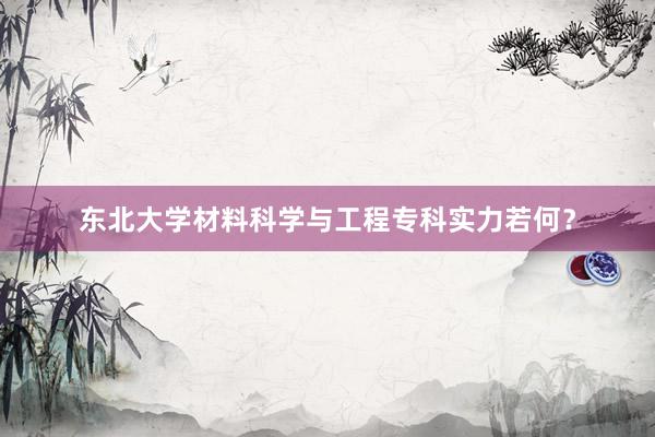 东北大学材料科学与工程专科实力若何？